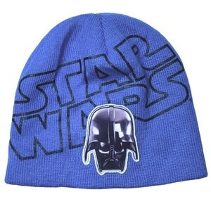 Star Wars Knit Beanie Cap Darth Vader Blue Black Boys Kids Ski Hat Blue One Size